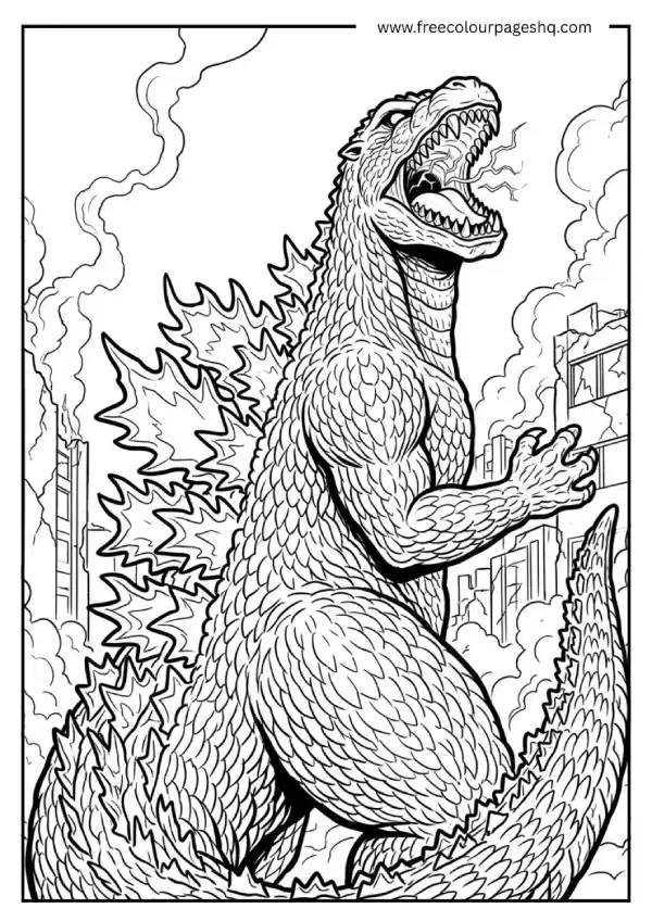godzilla coloring pages classic roar