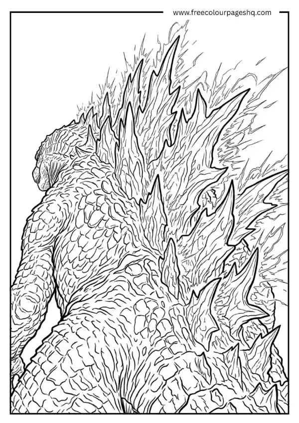 godzilla coloring pages dorsal spines glowing