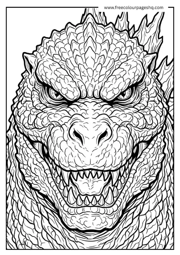 godzilla coloring pages face close up