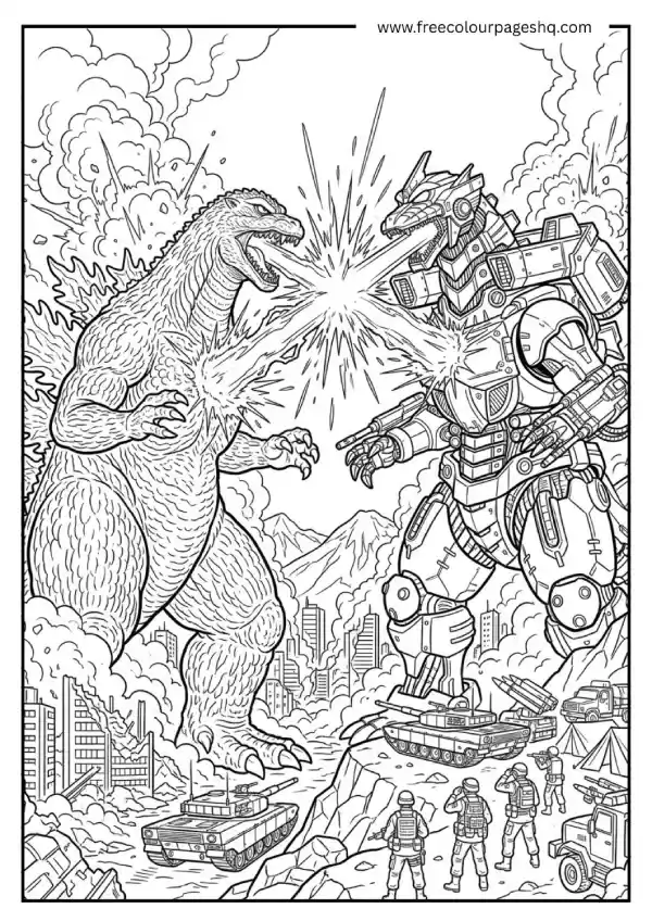 godzilla vs mechagodzilla coloring pages battle