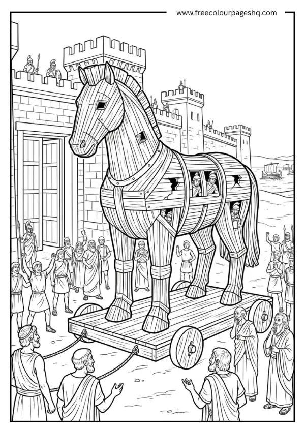 greek mythology coloring pages trojan horse