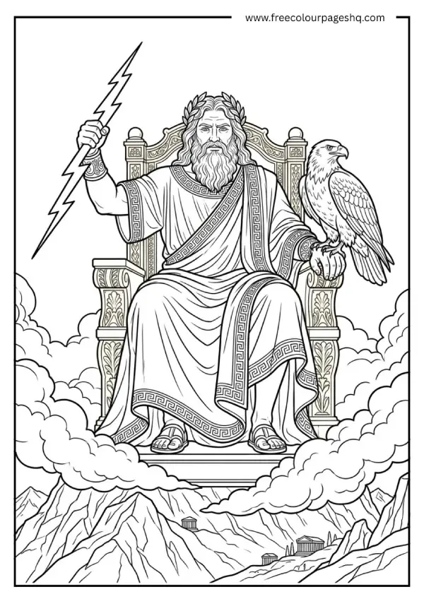 greek mythology coloring pages zeus king of gods