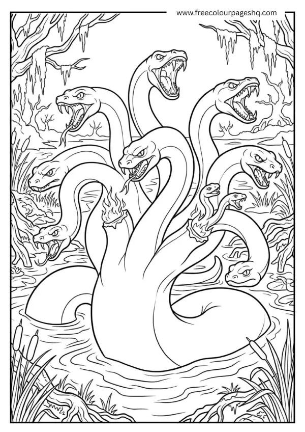 greek mythology monsters coloring pages hydra battle