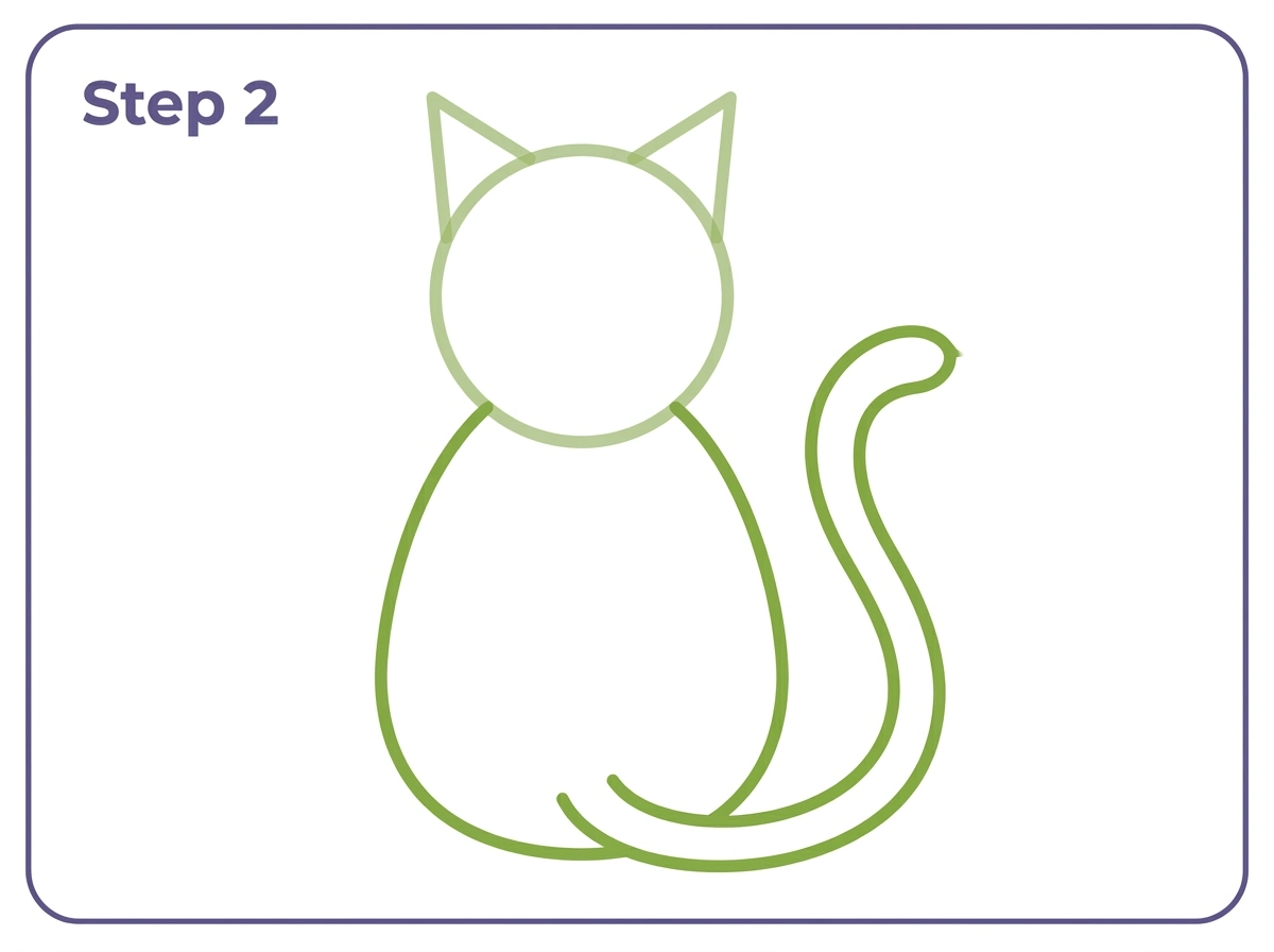how to draw a cat step 2 body tail