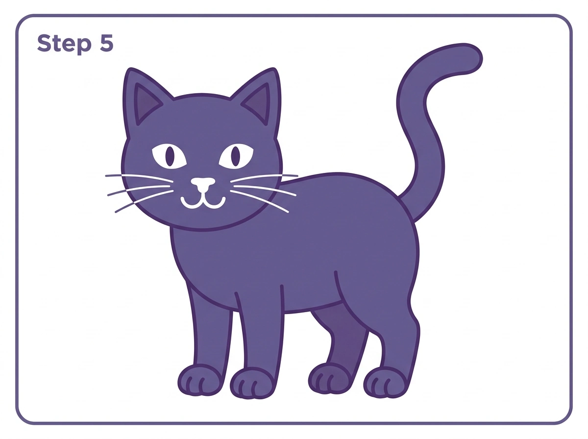 how to draw a cat step 5 colored final
