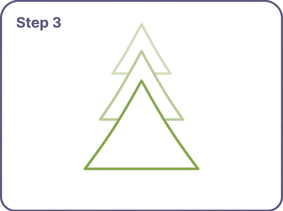 how to draw a christmas tree step 3 bottom triangle