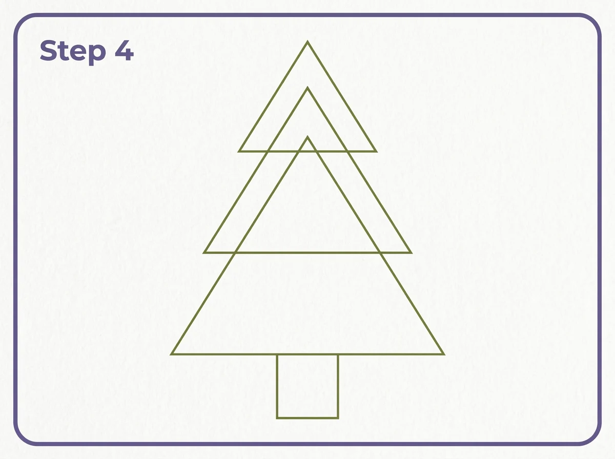 how to draw a christmas tree step 4 trunk