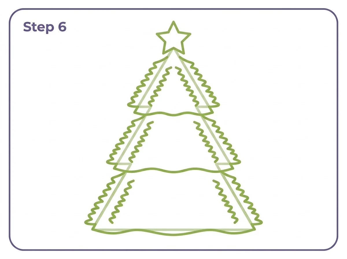 how to draw a christmas tree step 6 branch texture