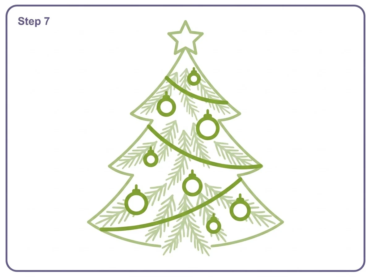 how to draw a christmas tree step 7 decorations