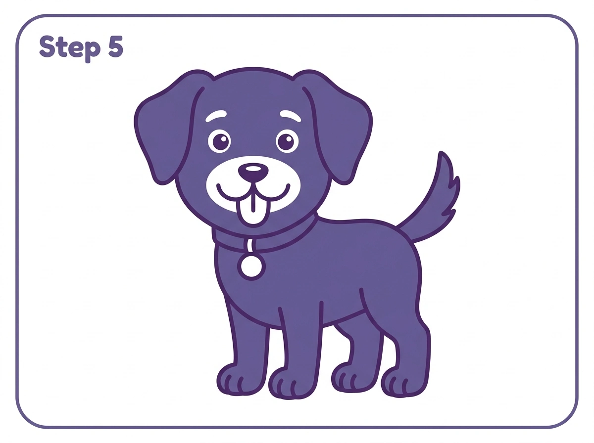 how to draw a dog step 5 colored final