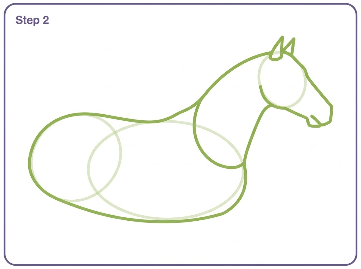 how to draw a horse step 2 neck ears outline