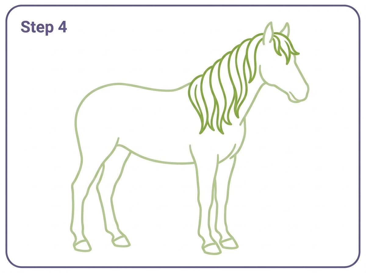 how to draw a horse step 4 mane