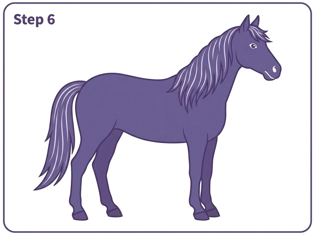 how to draw a horse step 6 colored final