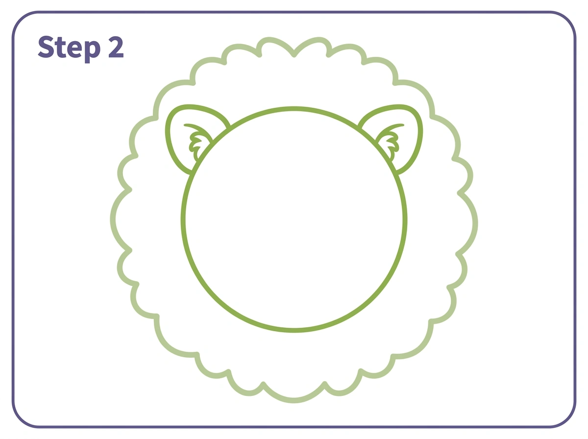 how to draw a lion step 2 face ears