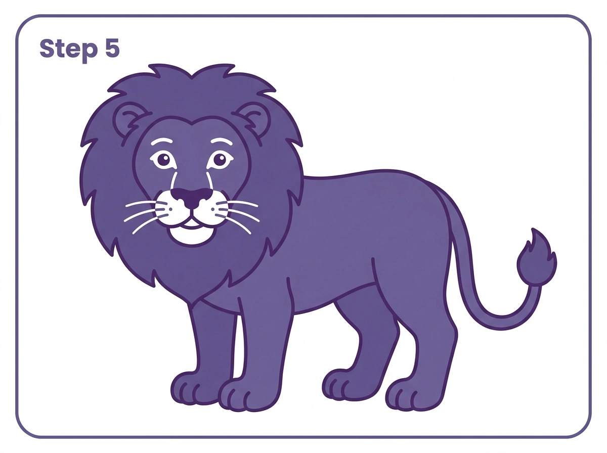 how to draw a lion step 5 colored final