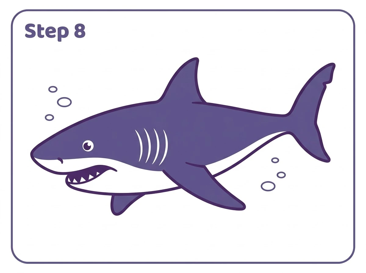 how to draw a shark step 8 colored final