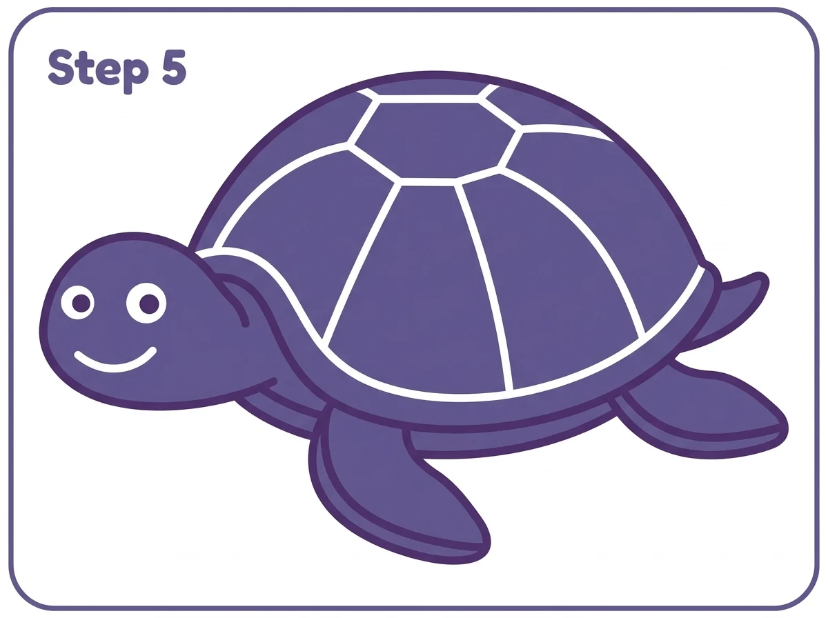 how to draw a turtle step 5 colored final