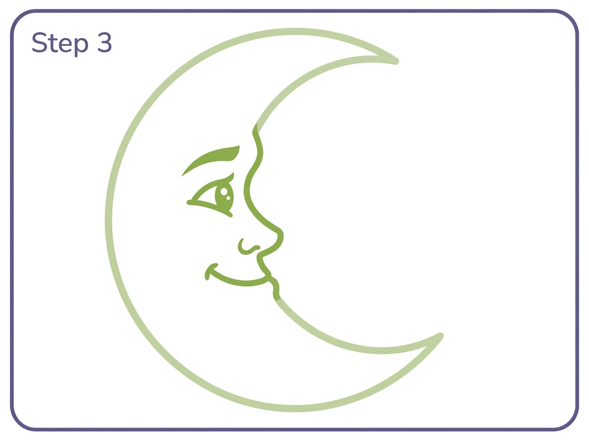 how to draw moon step 3 face features