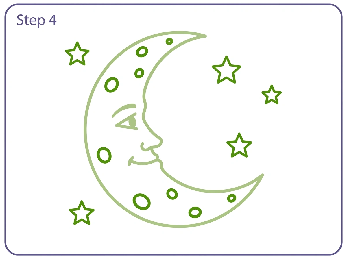 how to draw moon step 4 craters stars