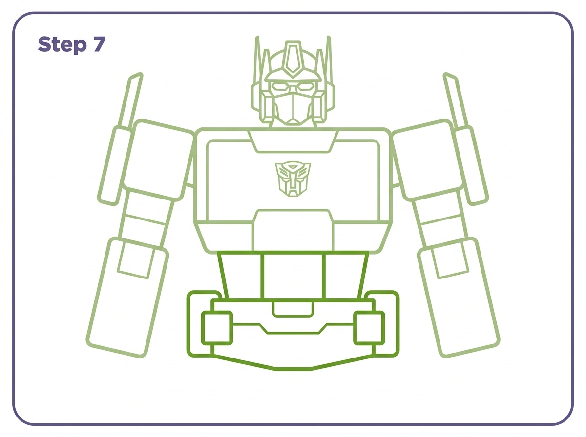 how to draw optimus prime step 7 waist hips
