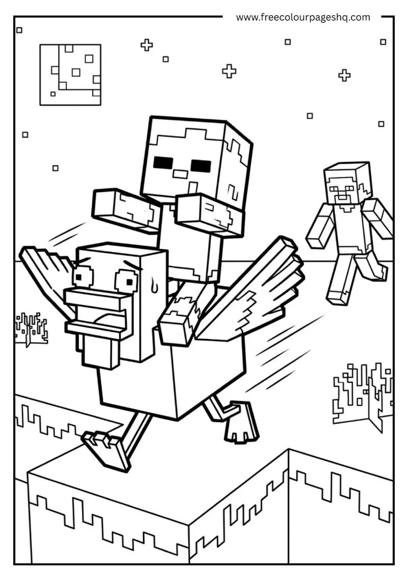 minecraft chicken jockey rare mob coloring page
