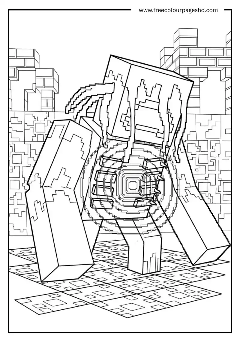 minecraft warden deep dark coloring page