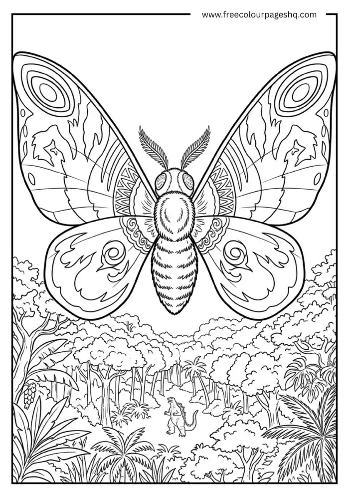 mothra godzilla coloring pages wings