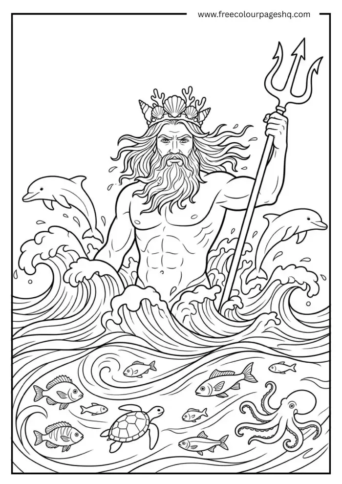 poseidon greek mythology coloring pages god of sea