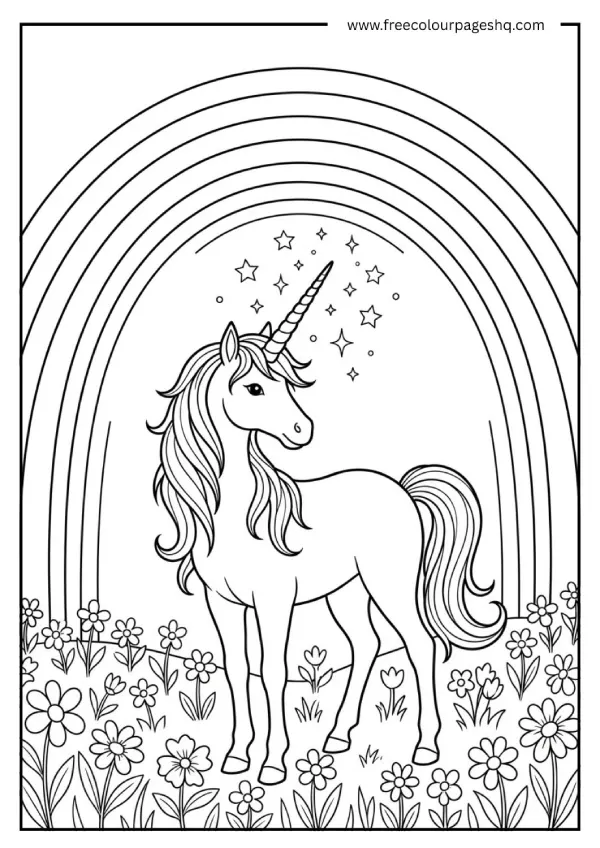rainbow coloring pages free printable unicorn