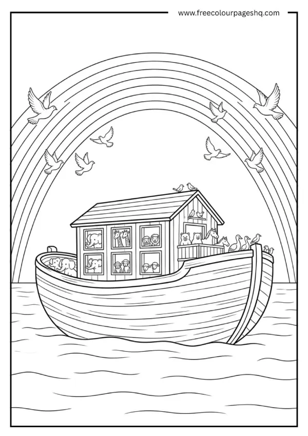 rainbow coloring pages noahs ark
