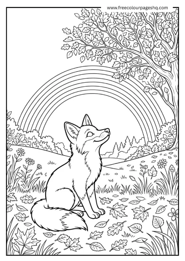 rainbow fox coloring pages