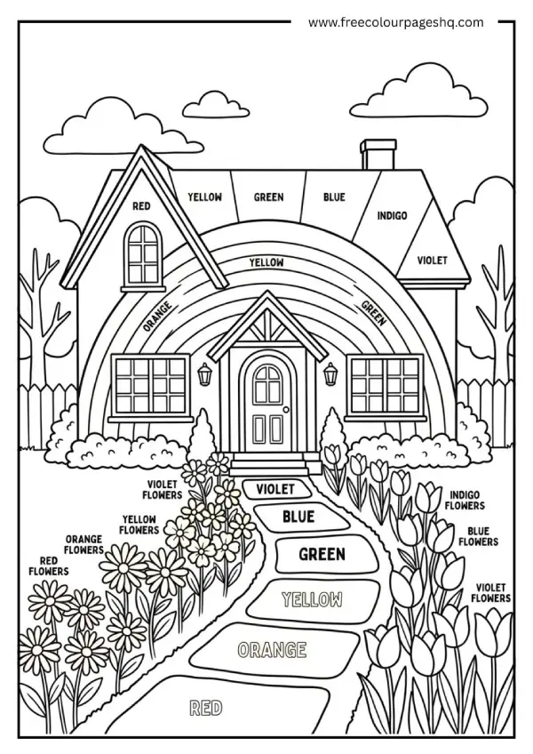 rainbow house coloring pages