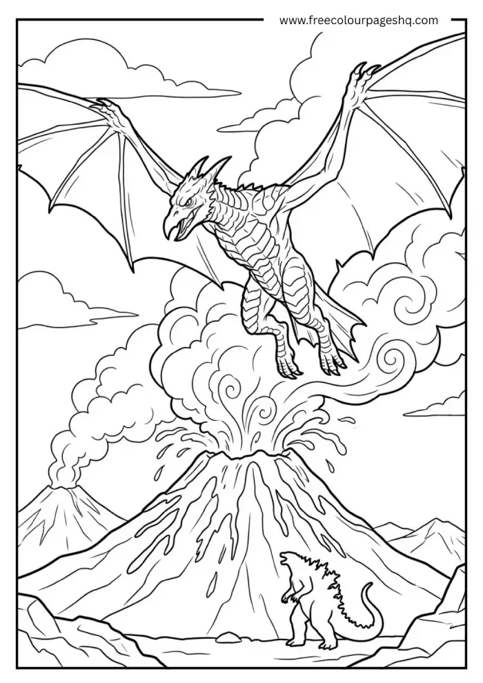 rodan godzilla coloring pages flying