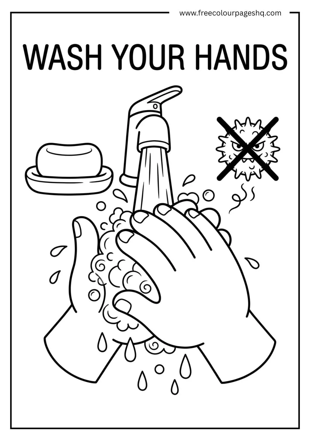 washing hands coloring page body parts hygiene