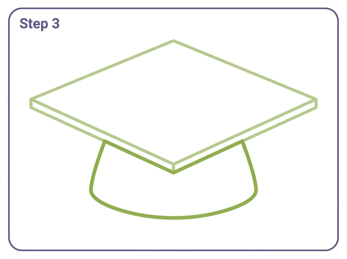how to draw a graduation hat step 3 cap base