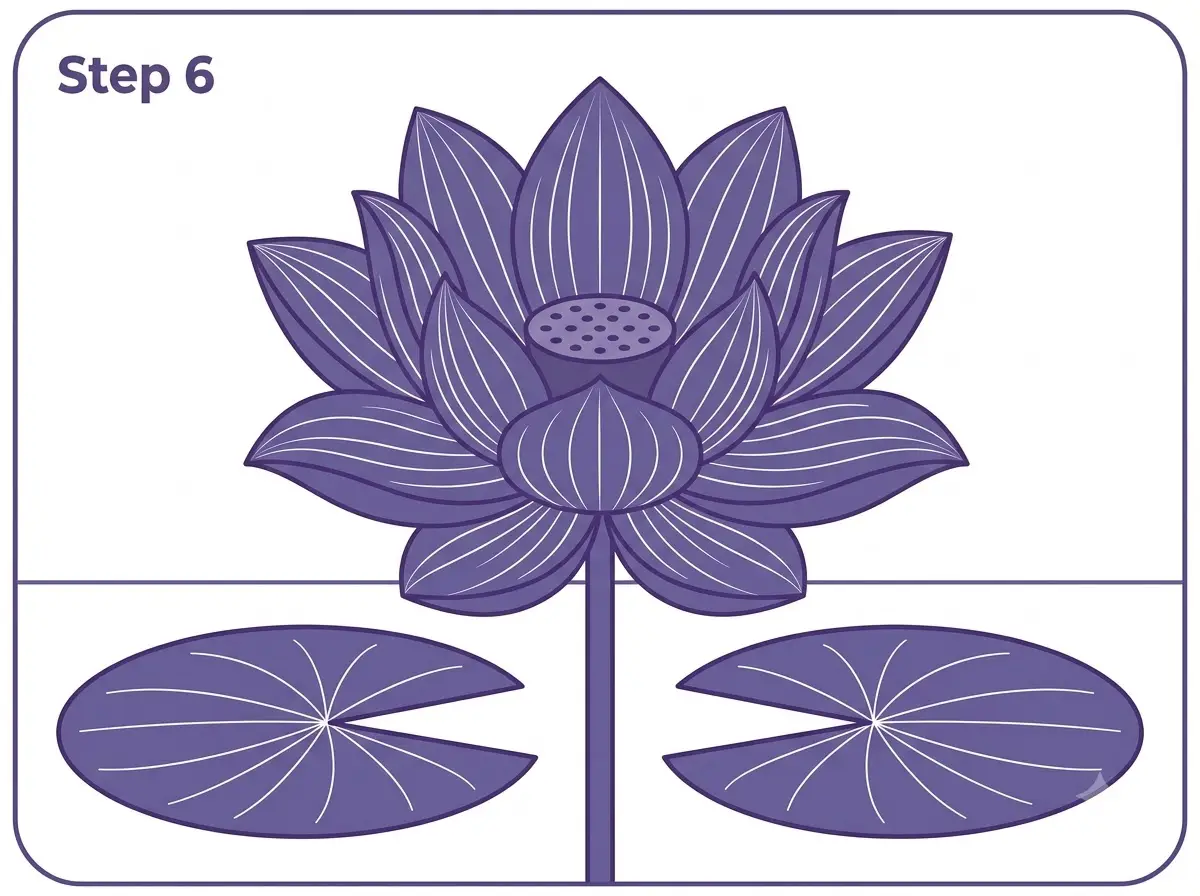 how to draw a lotus flower step 6 colored final