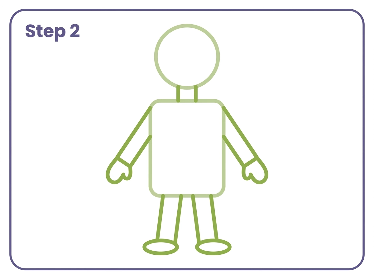 how to draw a simple person step 2 neck arms legs