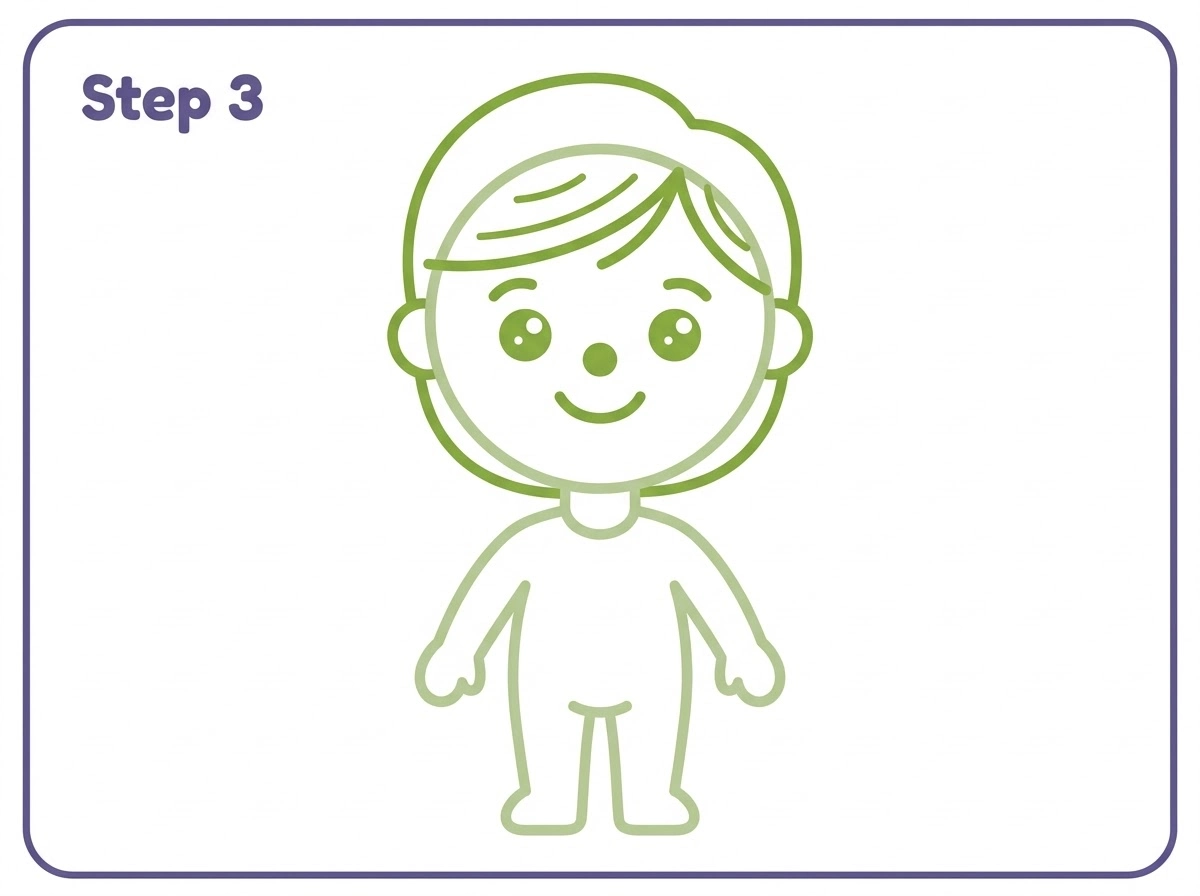 how to draw a simple person step 3 face hair