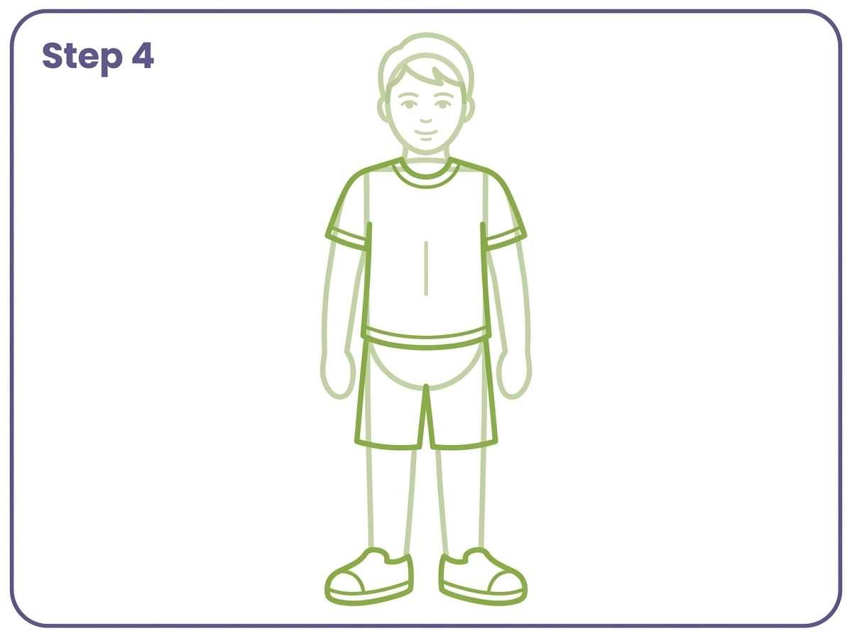 how to draw a simple person step 4 clothing