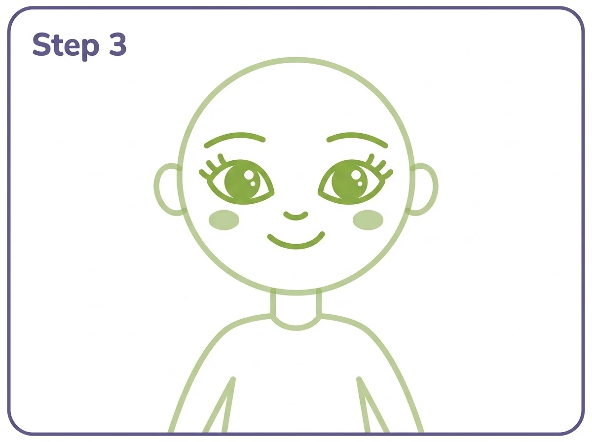 how to draw girls step 3 face features