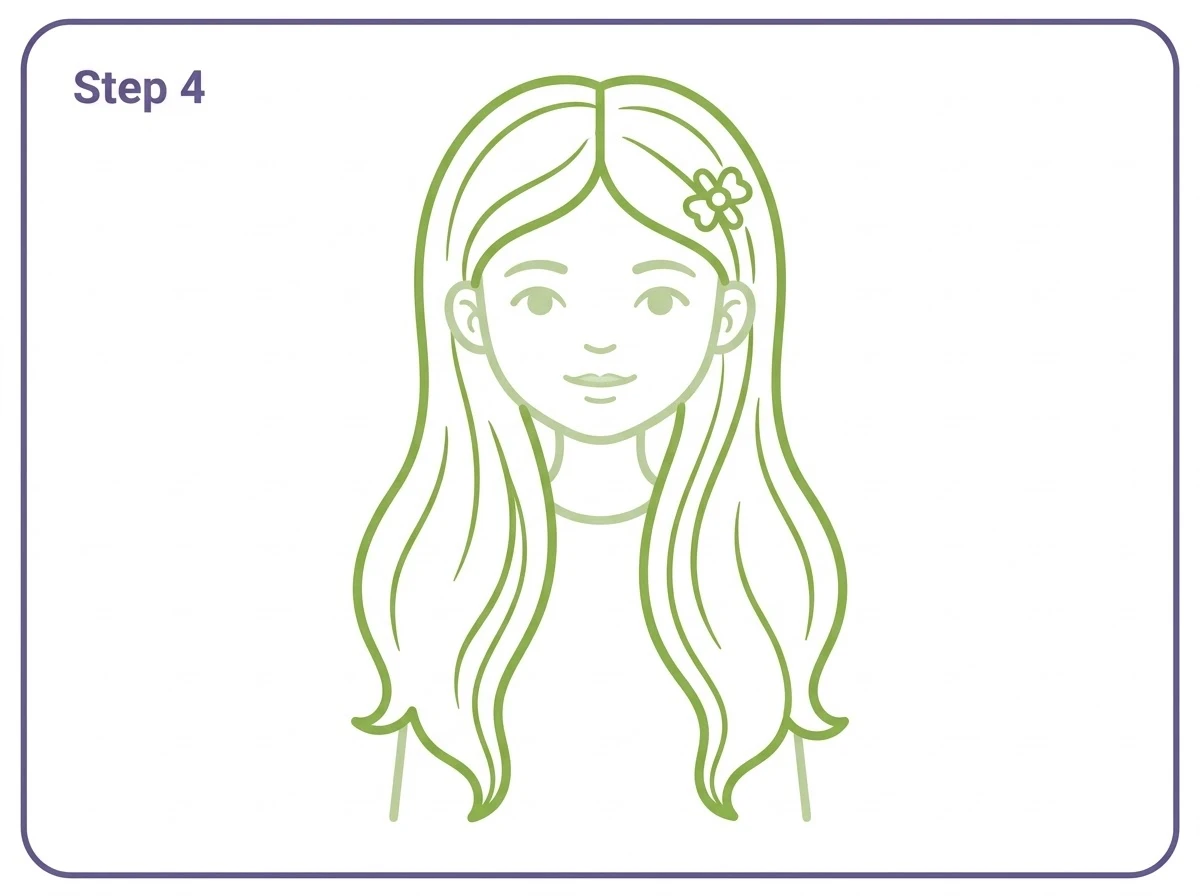 how to draw girls step 4 hair
