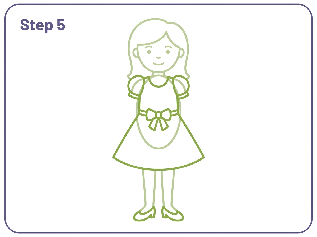 how to draw girls step 5 dress legs shoes