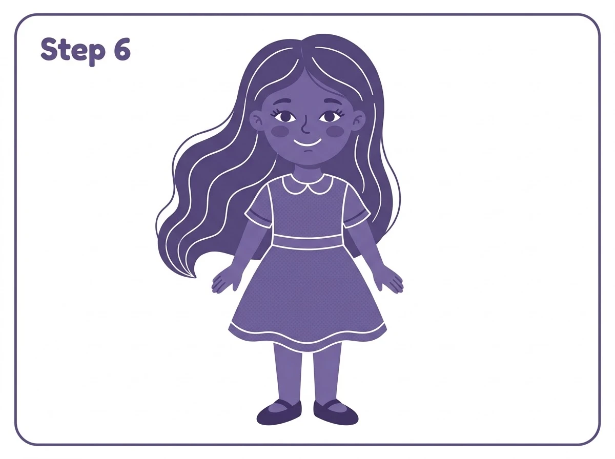how to draw girls step 6 colored final